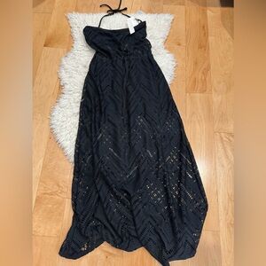 ROBIN PICCONE NWT black lace maxi halter dress size medium